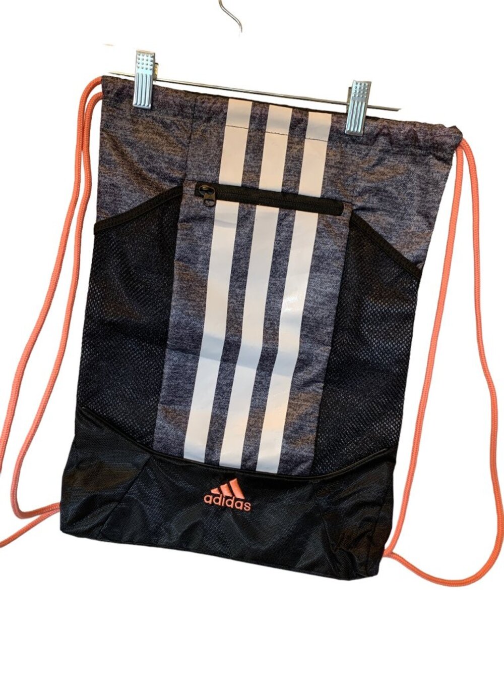 Adidas Gray and Black with Orange Drawstrings Backpack